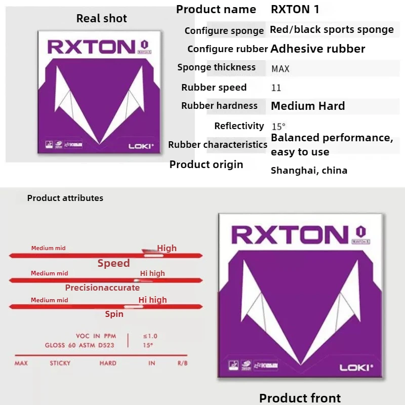 LOKI REXTON 1 المهنية تنس الطاولة المطاط لزجة البثور مع 2.1 مللي متر مرونة عالية الإسفنج بينغ بونغ المطاط للمبتدئين #4