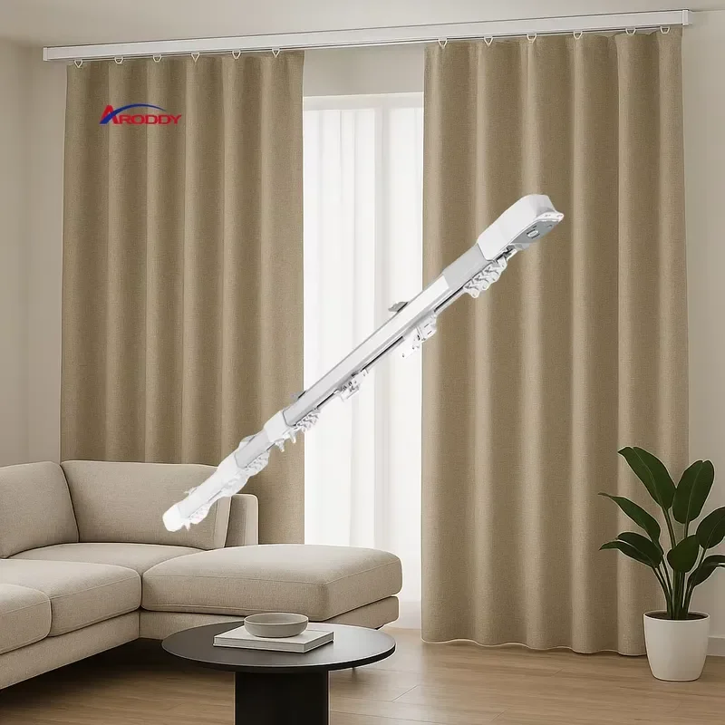 ARODDY Smart WiFi Electric Curtain Track 1.8m to 3m Heavy Duty Metal Rail Motorized Drapery Rod Compatible with Alexa Voice