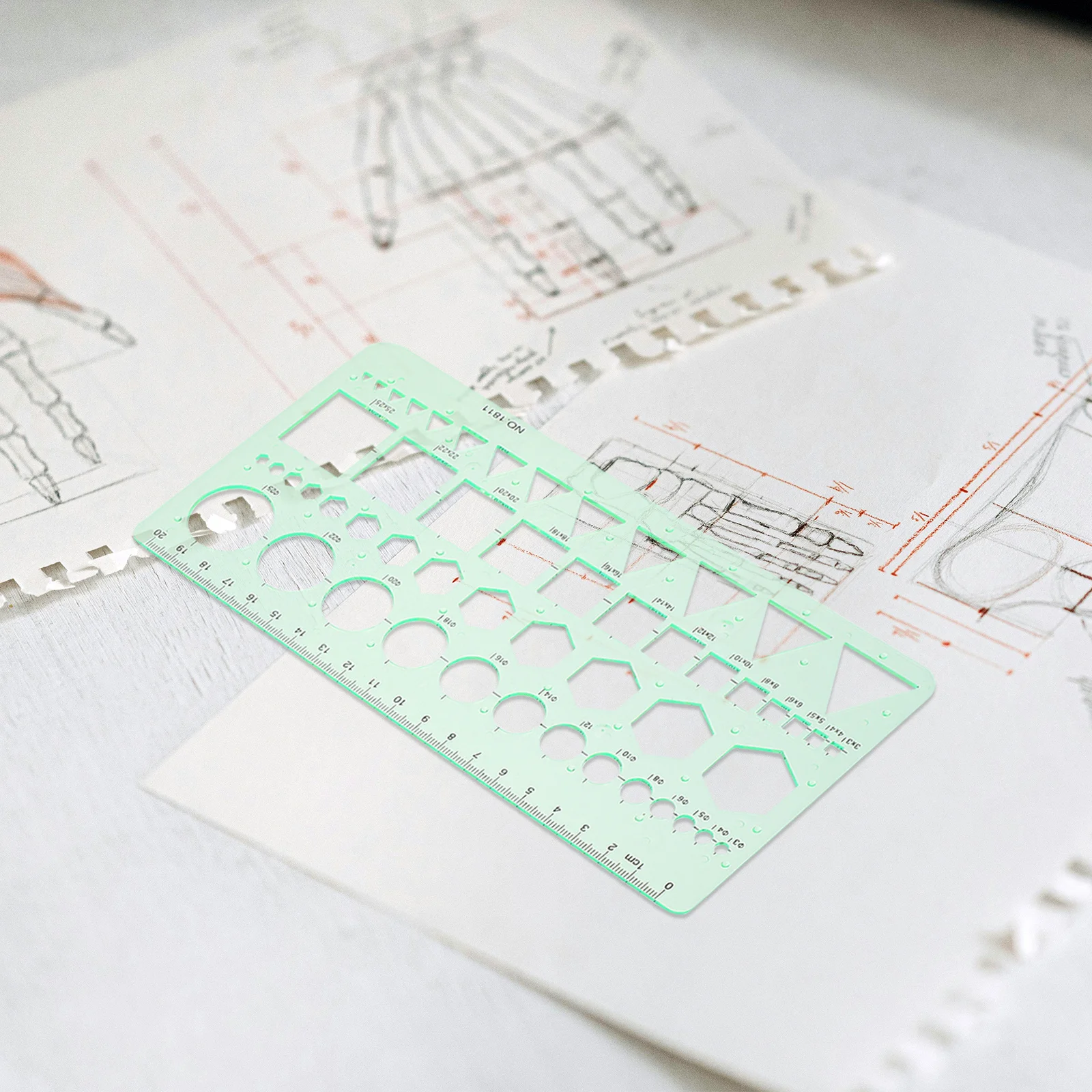 2Pcs Clear Plastic Drawing Templates for Precise Geometric Shapes Drafting Art Journaling Multifunction Ruler Stencil Set