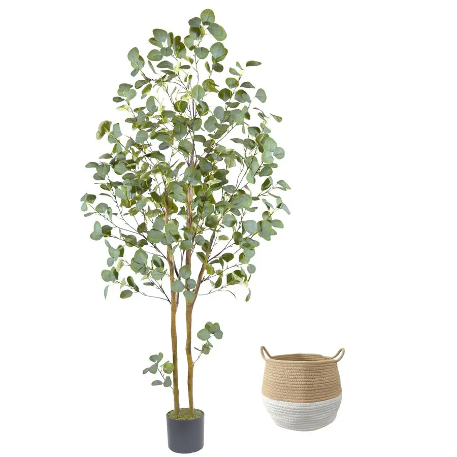 

Eucalyptus Tree, 6ft Tall Faux Eucalyptus Plant with Basket for Home Office, 72 Fake Tree for Indoor Outdoor Livingroom Garden F
