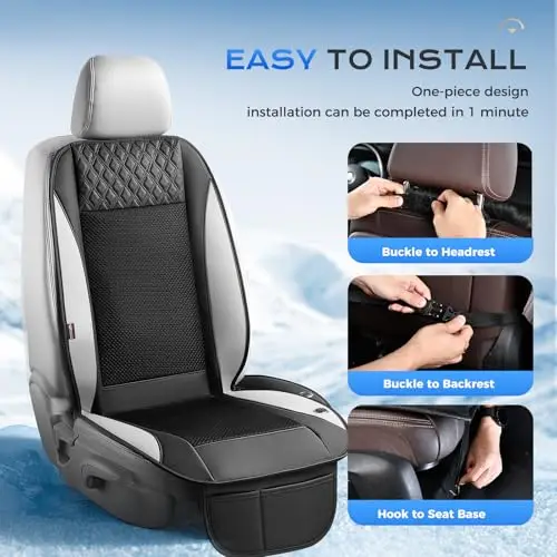 Gray Universal Ventilated Car Seat Cover With 3-Speed Adjustable Cooling Fan, Breathable Mesh Cushion For SUV Truck Van view 2