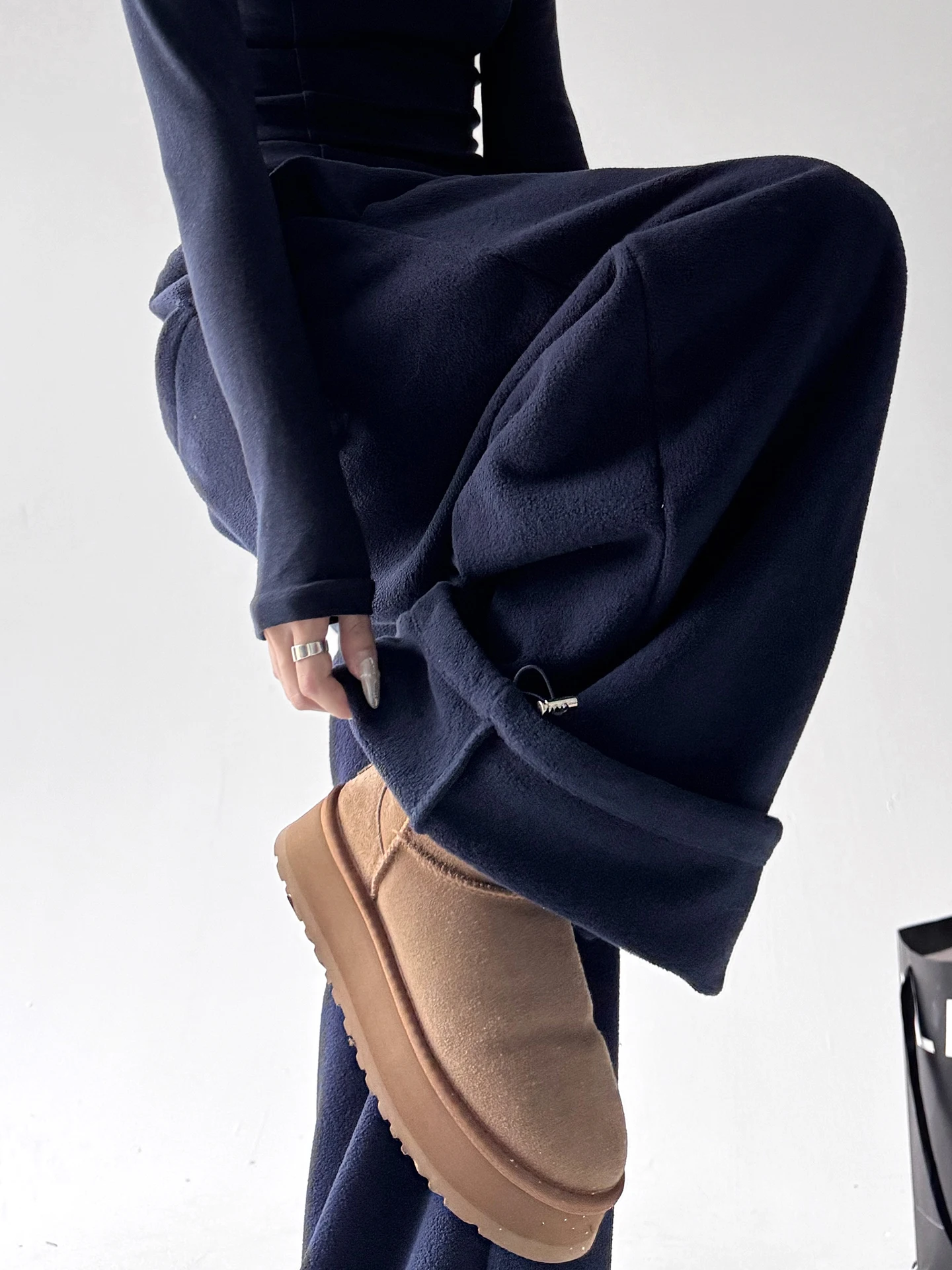 Lose Fce Gefüttert Breite Bein Jogginghose frauen Spor Casual Hosen Hohe Taille Polyester Faser Retro Sle Herbst Winter Neue