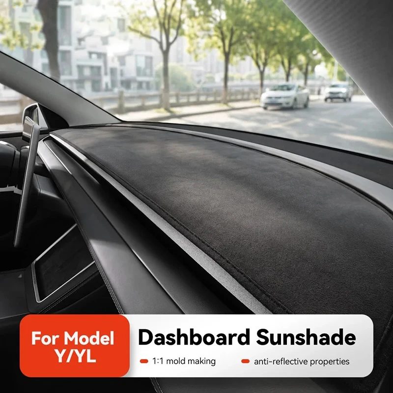 For Tesla Model Y/YL 2026 Juniper Dashboard Cover Pad Suede Sunshade Protector Anti-UV DashMat Non-slip Pad Car Accessories