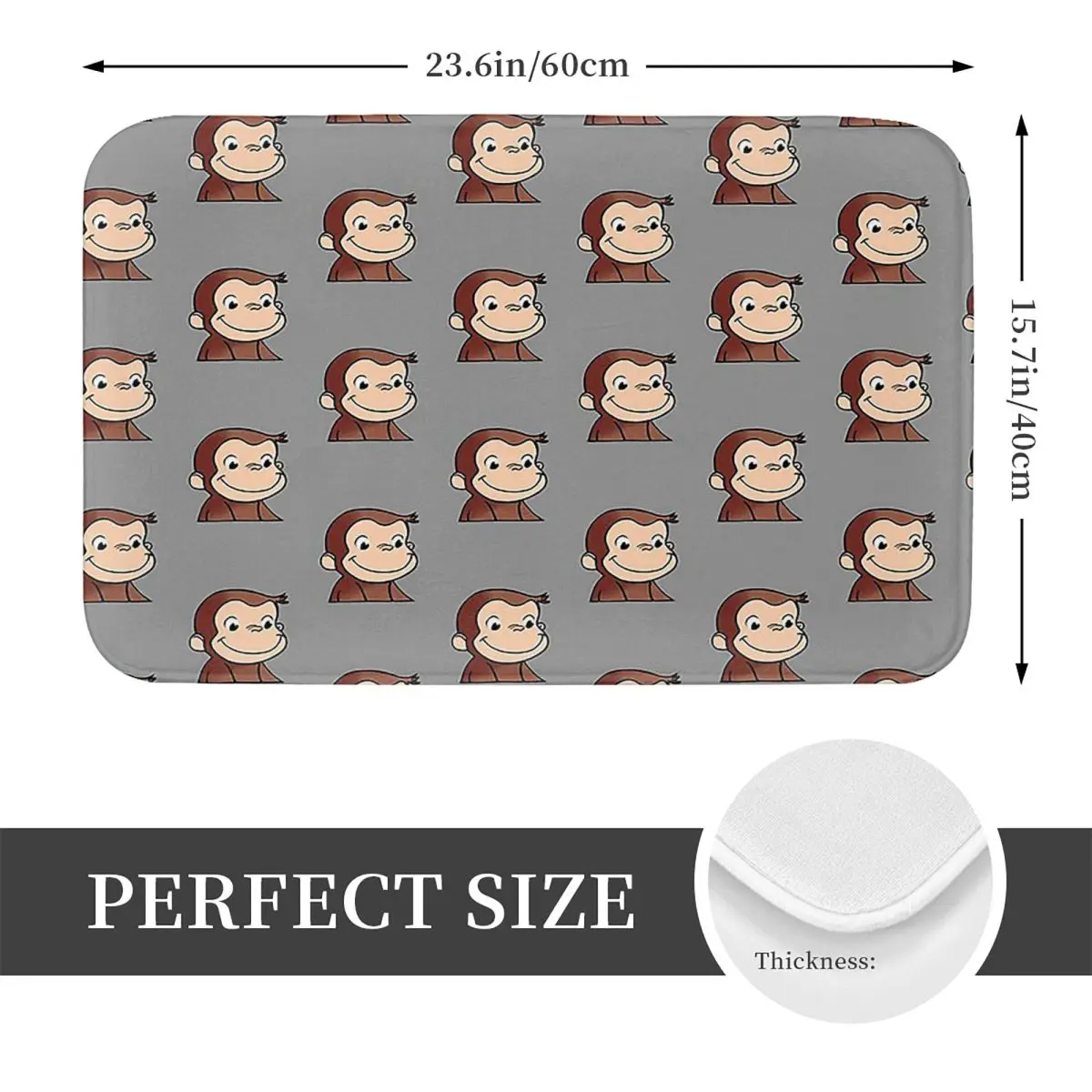 Curious George Doormat Kitchen Entrance Home Floor Mat Non-slip Carpet Rug for Bedroom Footpad Mats