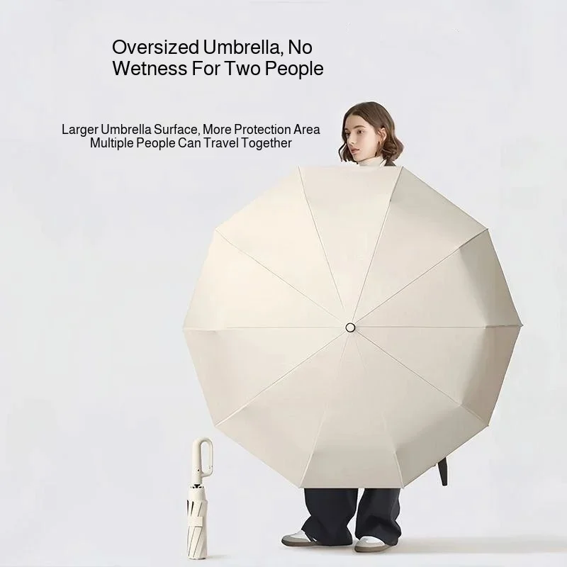 Ring Buckle Design Fully Automatic Umbrella for Men Folding 103CM Extra Large Strong WOMEN'S Sunshade UV Protection Umbrella