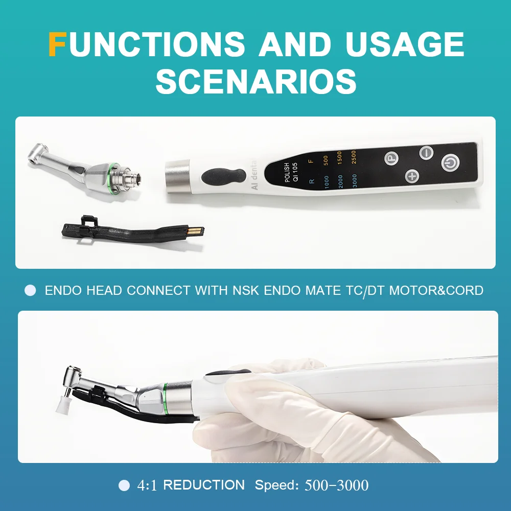AI-PA-F4 dentystyczna elektryczna pielęgnacja jamy ustnej Prophy Endomotor redukcyjny 4:1 z wyjmowanym głowica LED do wybielania polerowanie zębów