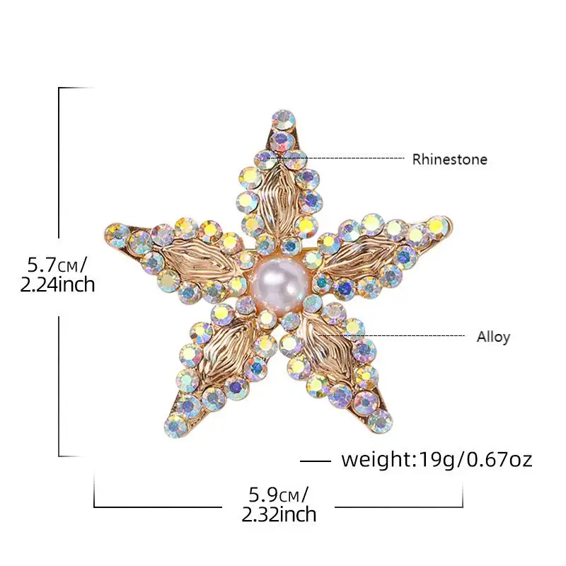 Модные блестящие броши со звездами и стразами для женщин, креативная брошь с кристаллами и жемчугом, геометрическая брошь, булавки, подвески, вечерние офисные ювелирные изделия, подарки