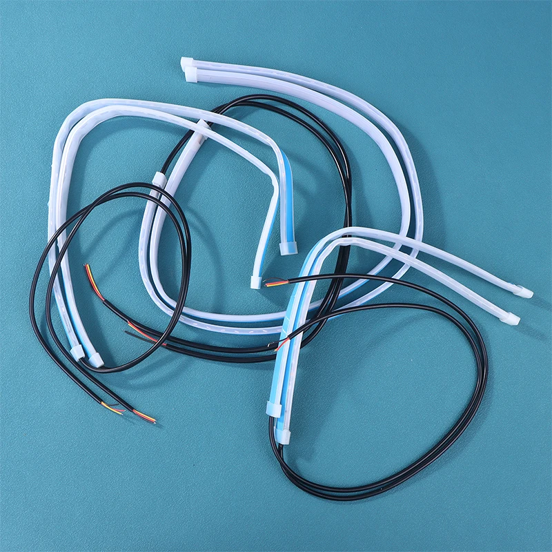 

2 шт. 30/45/60 см автомобильные DRL гибкие водонепроницаемые фары светодиодные ленты универсальные авто фары RGB указатель поворота желтый стоп-сигнал