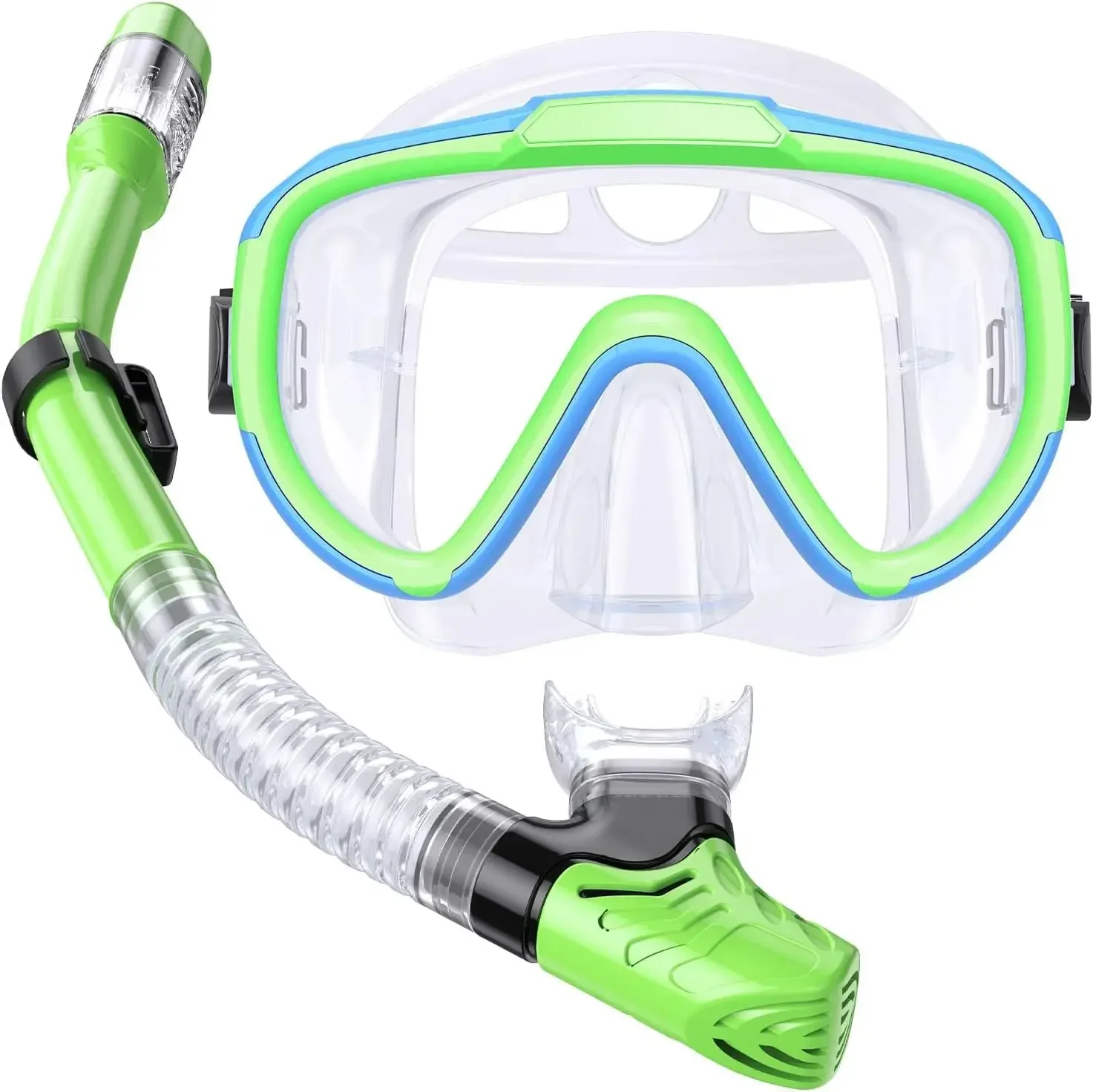 Children's snorkeling set Tempered glass diving goggles Full dry snorkel Anti-fog diving goggles equipment for boys and girls