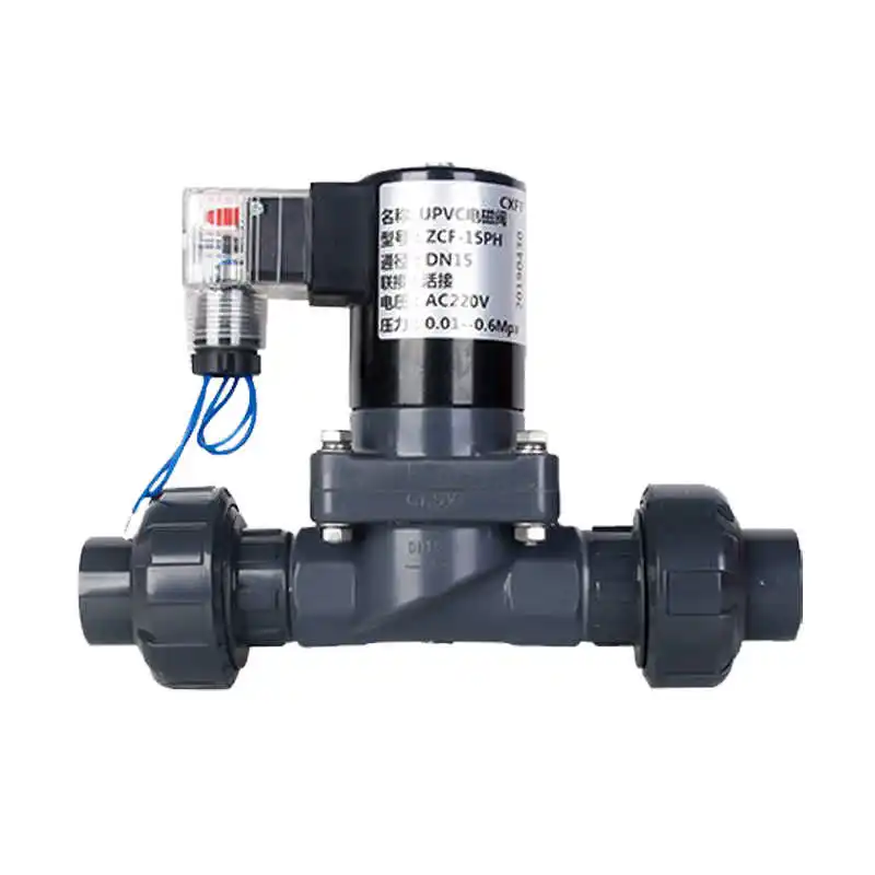 

1PCS With a loose 4 Points PVC Solenoid Valve Double Oil 220V 6 Points Anti-Corrosion Acid And Alkali Solenoid Valve DN15 DN25