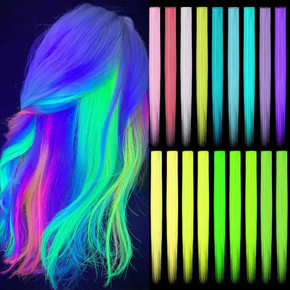 

9 шт. ярких светящихся заколок для волос из синтетического волокна, неоновые заколки для волос, легко носить, подходят для любого случая, сияют в ночи.