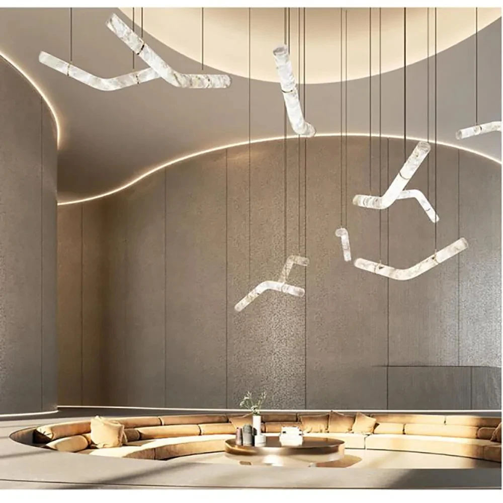 Dimmable LED Marble Art Gold Chrome Ceiling Pendant Lights