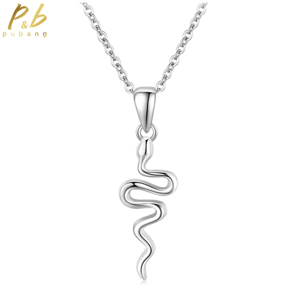 

PuBang Fine Jewelry Real 925 Sterling Silver High Carbon Diamond Snake Pendant Necklace for Women Anniversary Gift Free Shipping