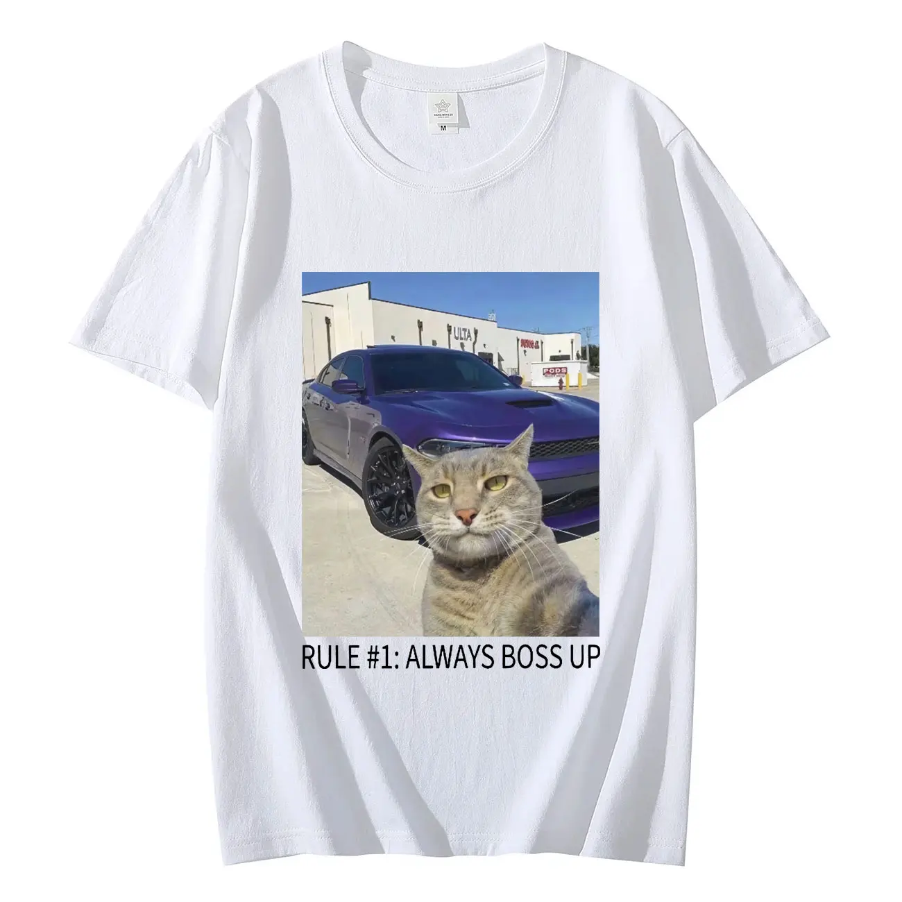 Amare Box Cat Meme Graphic T Shirts Rule 1 Always Boss Up Funny T-shirt Unisex Casual Fashion Short Sleeve T-shirts Streetwear