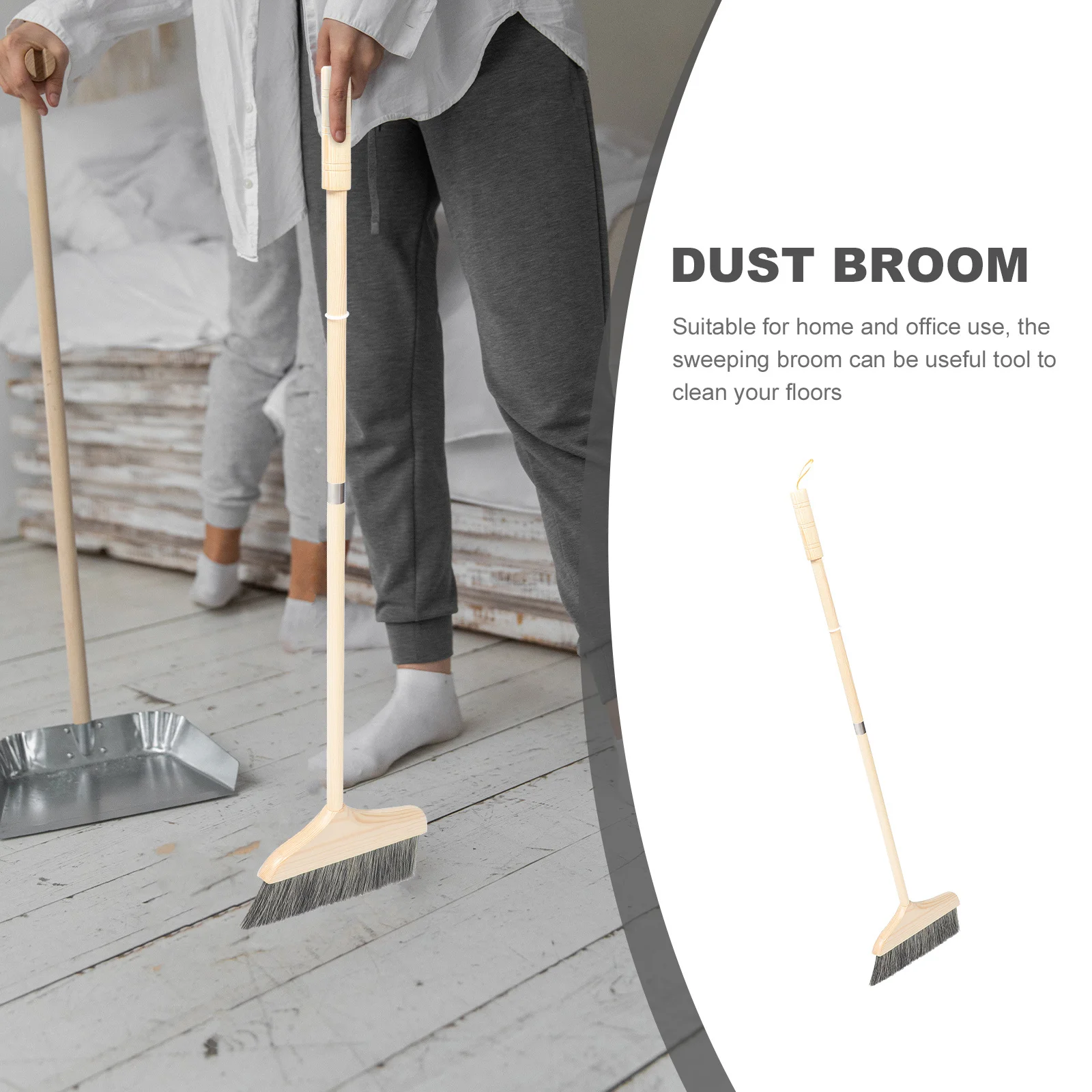 

Long Handle Soft Bristle Sweeping Broom Detachable Portable Indoor Floor Dust Broom with Tail Lanyard Easy Storage