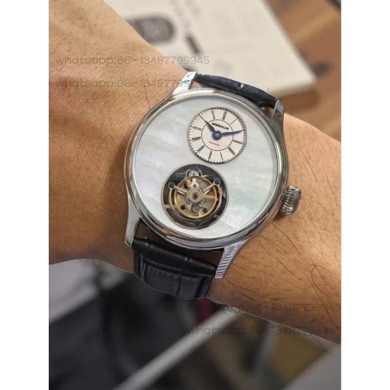 Dress light luxury business hollow tourbillon hand roll mechanical watch male 42mm
