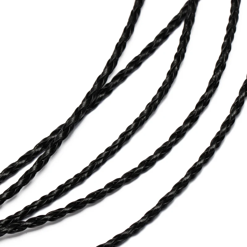 5meter Black/gold/silver Braided PU Leather Bracelet Findings 3mm Round Jewelry Cord String Rope DIY Necklace Bracelet Making
