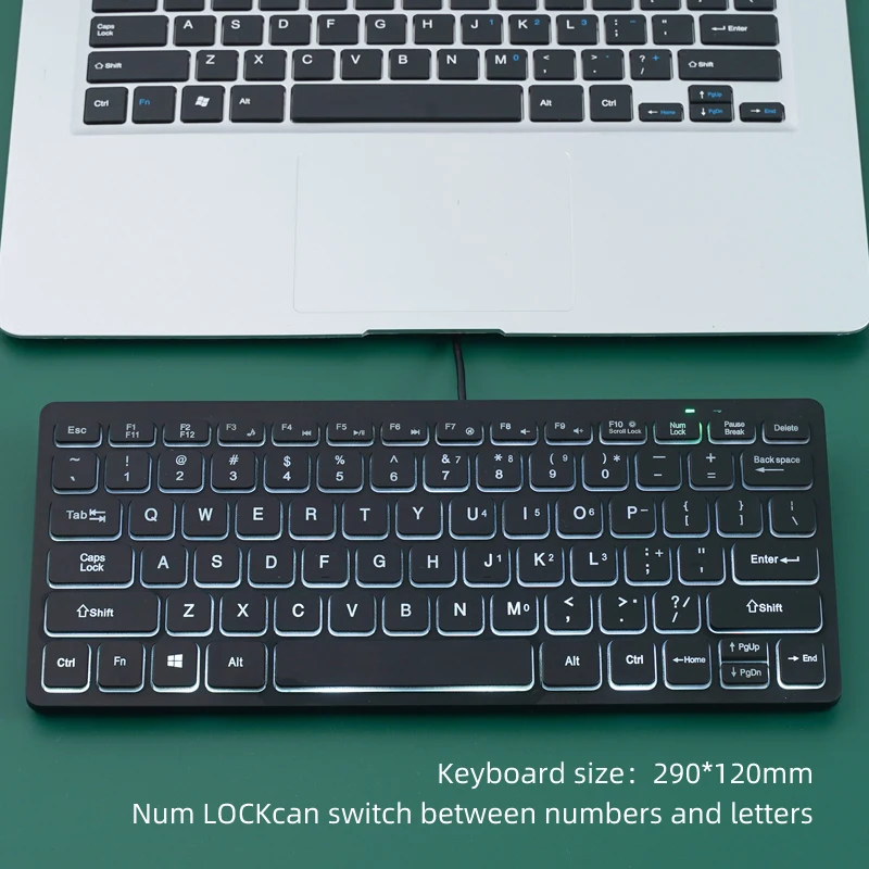 APAYADO Thin Portable Membrane Keyboard Silent Click Laptop Style Full Size USB Wired For Computer Notebook Office Use