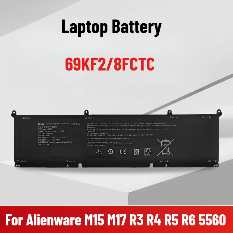 

Аккумулятор для ноутбуков Alienware M15 M17 R3 R4 R5 R6 5560, модель 69KF2/8FCTC