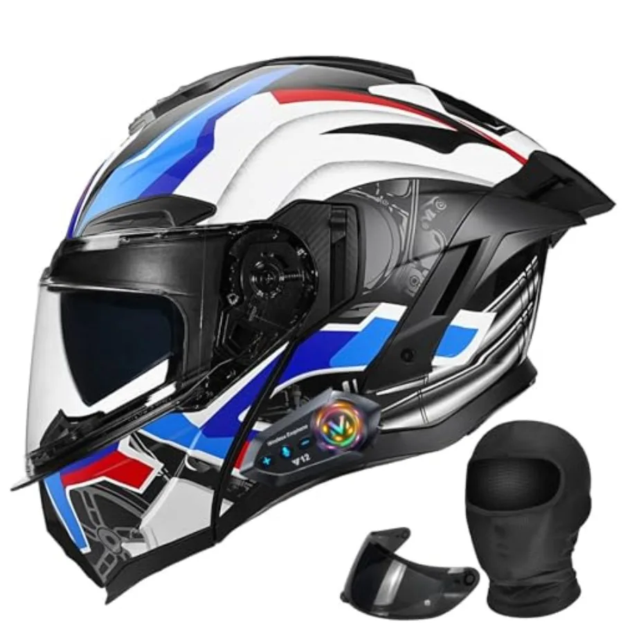 

Motorcycle helmet for daily riding polycarbonate shell matte black DOT certified with dual visors and built-in sun shield