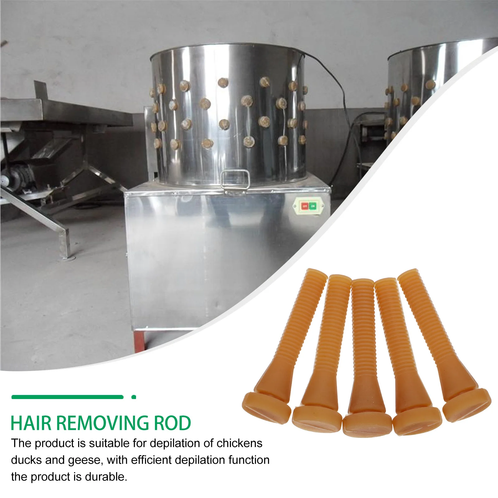 

50Pcs Slot Depilator Accessories Poultry Hair Removal Rods Yellow Rubber for Chicken Goose Duck Fast Removal