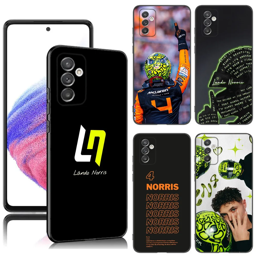 F1 4 L-LandoS N-Norris Phone Case For Samsung S24,23,22,30,21,10,9,Ultra,Plus,Lite,FE,5G Black Soft Case