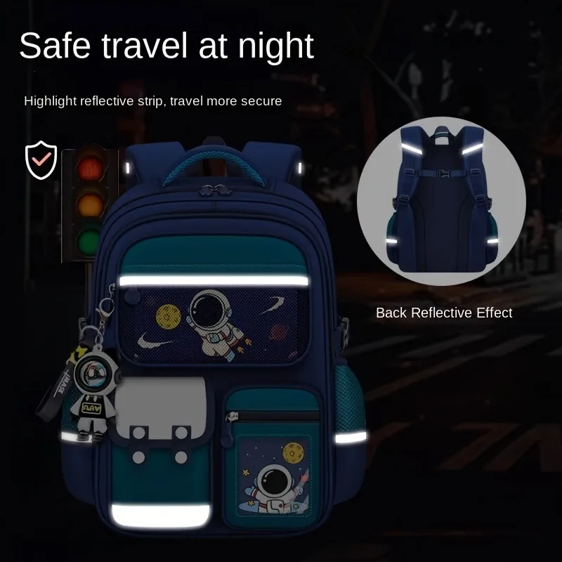 Astronaut Cartoon Backpack Grades 3-6 Large Capacity Schoolbag Outdoor Waterproof School Bag Starryscky Student Backpack Mohilas