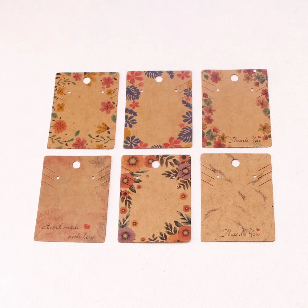 Card Paper Flower Patterns Display Cards Flower Patterns Brown Necklace Display Cards Cardboard Display Hanging Cards