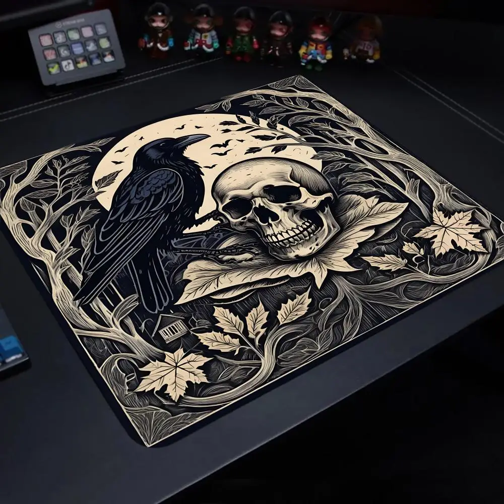 الغراب والجمجمة ماوس الوسادة 45x40 سنتيمتر ألعاب مكتب حصيرة مربع الألعاب مكتب الملحقات البساط ماوس الكمبيوتر المطاط لوحة المفاتيح الجدول الحصير