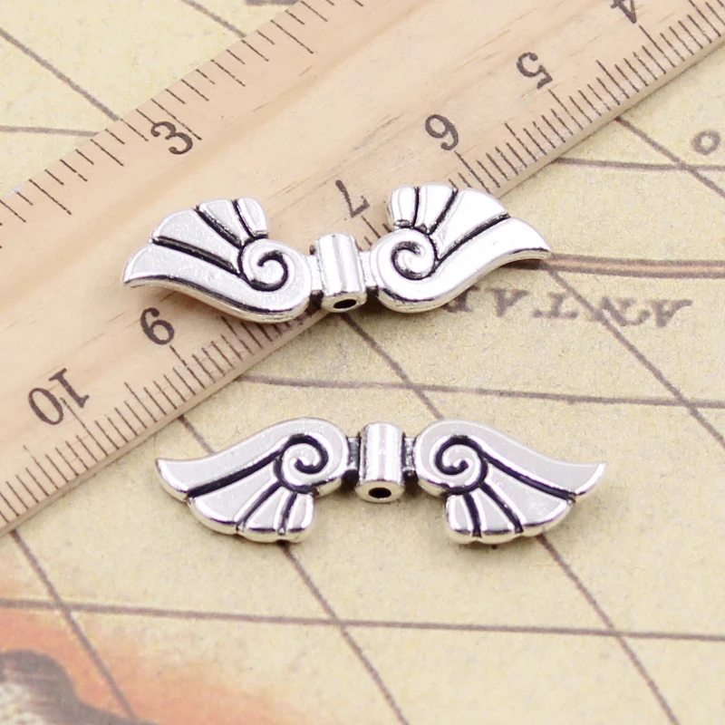 10pcs Charms Angel Wings Bead 36x11mm Tibetan Silver Color Pendants Antique Jewelry Making DIY Handmade Craft