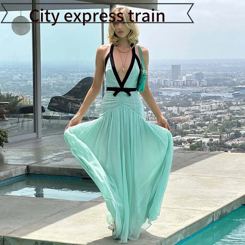 

Сексуальное облегающее платье-халат с глубоким вырезом и разрезом на талии для женщин, летнее, из полиэстера, с поясом, Koko Diva