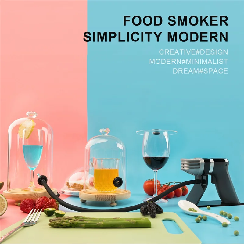 

HGHO Smoker Portable Handheld Smoking Cooking Tool For Food Beverage Cocktail Smoker Wood Chip Smoke Injection Machine