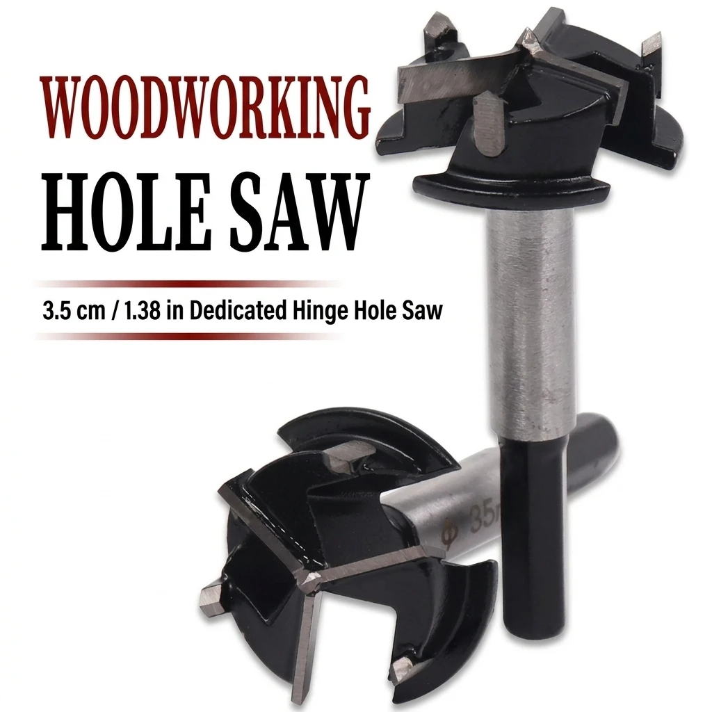 Cabinet Hinge Drill Bit 35mm Hole Saw Cutter for Furniture Assembly Woodworking Alloy Steel Tool with Adjustable Stop