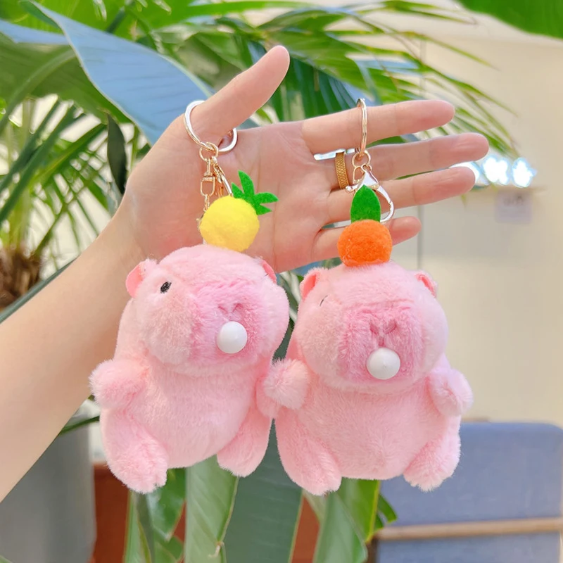 Cute Cartoon Capybara Plush Keychain Creative Fashion Fluffty Toy Kawaii Doll Car Keyring Backpack Decoration Accessories Gifts