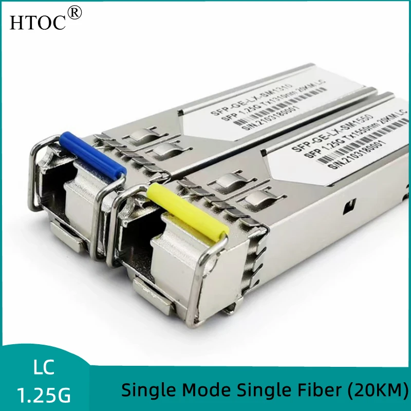 HTOC 1.25G وضع واحد SFP LC وحدة 1310nm/1550nm الألياف البصرية جهاز الإرسال والاستقبال ألياف جيجابت وحدة تبديل (20 كجم)