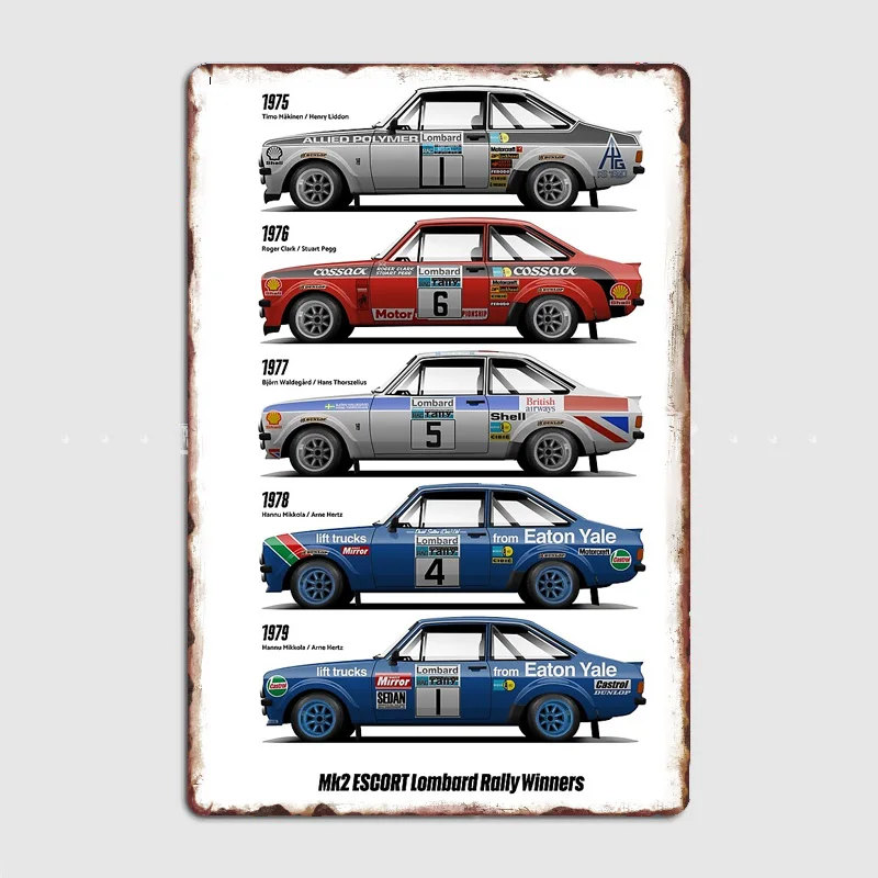 

Mk2 Escort RAC Lombard Rally Winners Retro Posters Metal Poster Pub Sign Garage Club Bar Indoor Wall Room Decoration Home Decor