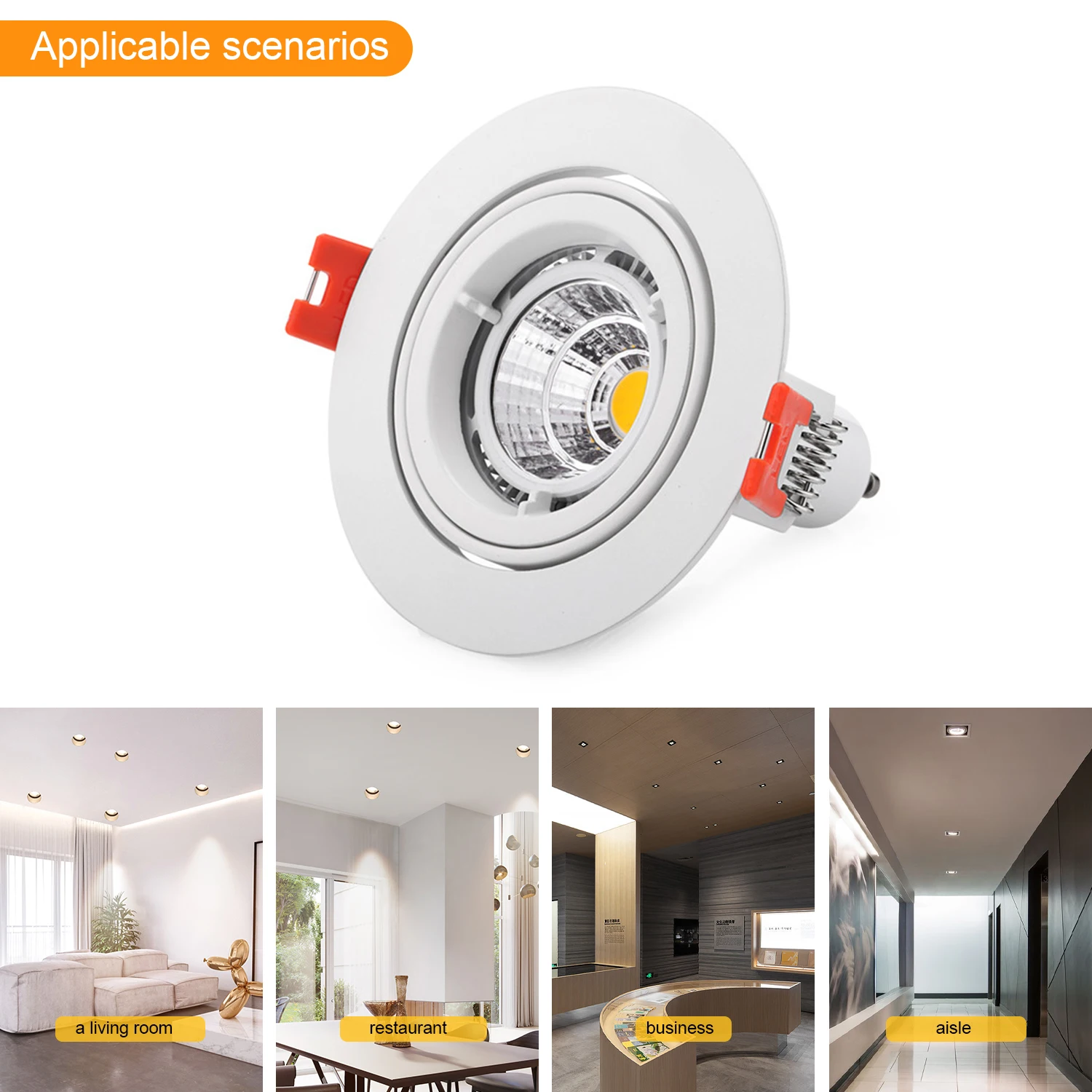 Recessed Down Lights GU10 MR16 Lamp Fixtures Trim Rings MR16 Fitting LED Ceiling Spot Light Frame Spotlight Round Housing