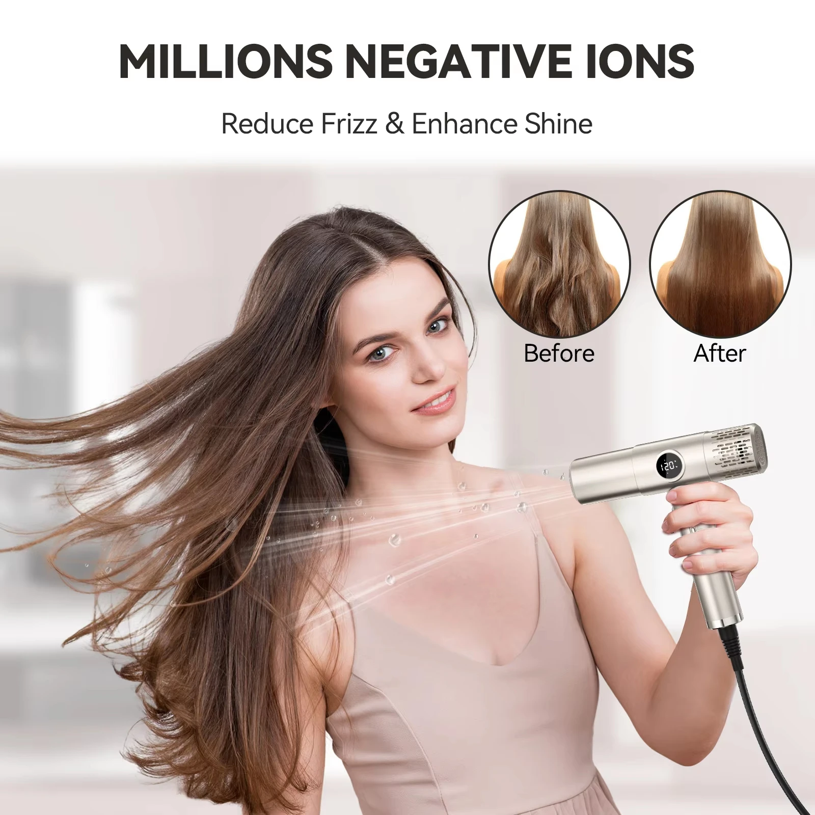 TINSOL Professional High-Speed Hair Dryer with Constant Temperature for Hair Care Salon Tool Home and Travel Portable Hair Dryer