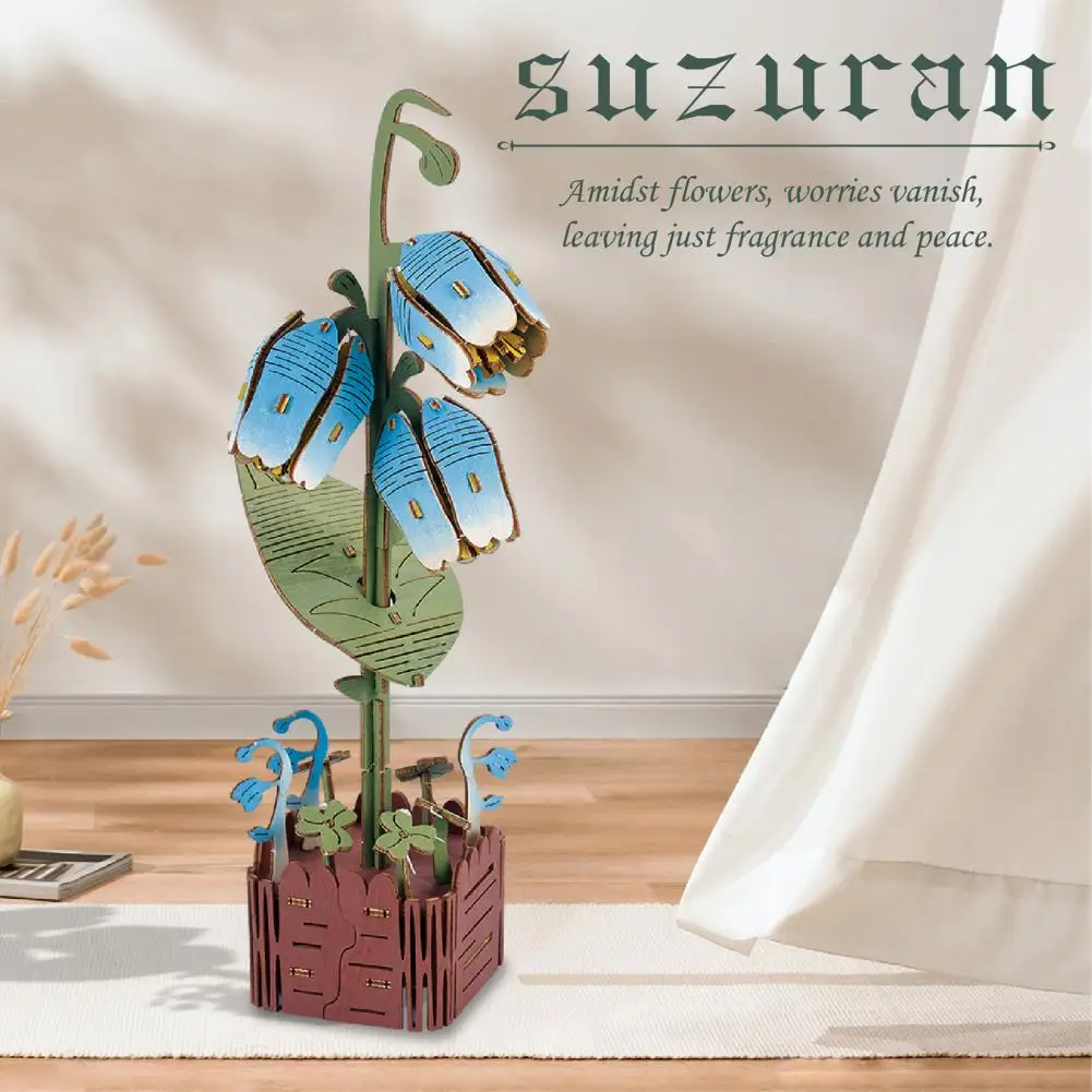 3D Wooden Flower Puzzle Kit DIY Botanical Bouquet Building Set Wood Sunflower/Rose Floral Craft Kit for Mother's Day Gifts