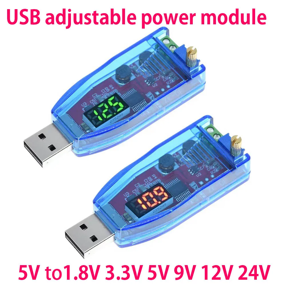 LED DC-DC 5V to DC 1-24V Adjustable Potentiometer USB Step Up/Down Buck Boost Converter Power Supply Voltage Regulator Module