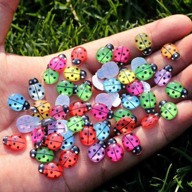 30/100pcs Mix Resin Ladybug 9*13mm Flatback Handicrafts Ornaments Child Gift Wedding Party Decoration DIY Jewelry Craft Supplies