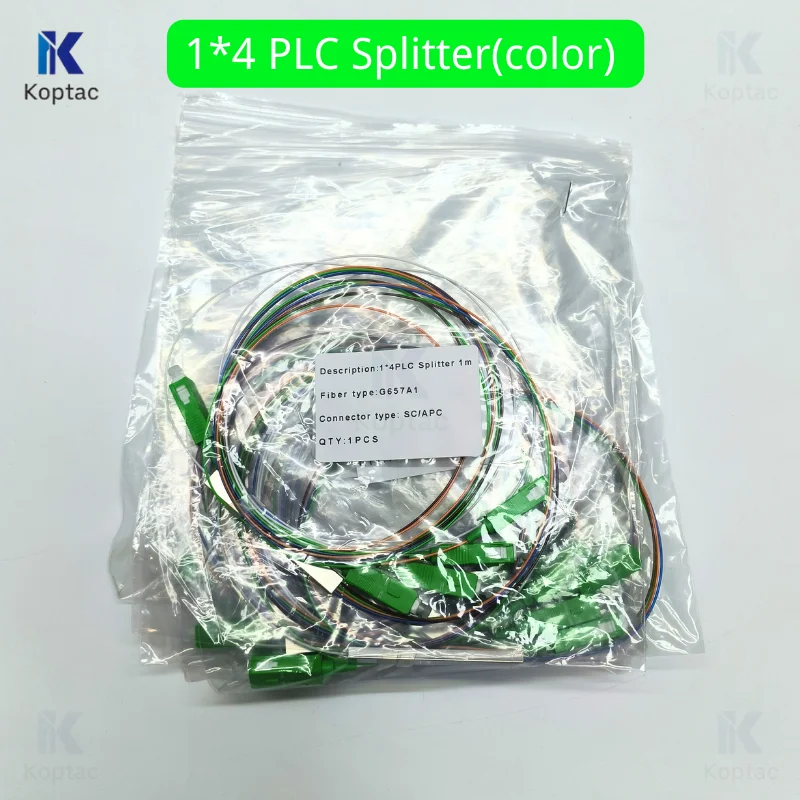 

10pcs/lot 1X2 1X4 1X8 1X16 Color PLC Fiber Optic Splitter SC/APC SM 0.9mm Fiber Optic Splitter Unequal G657A1 PVC 1m