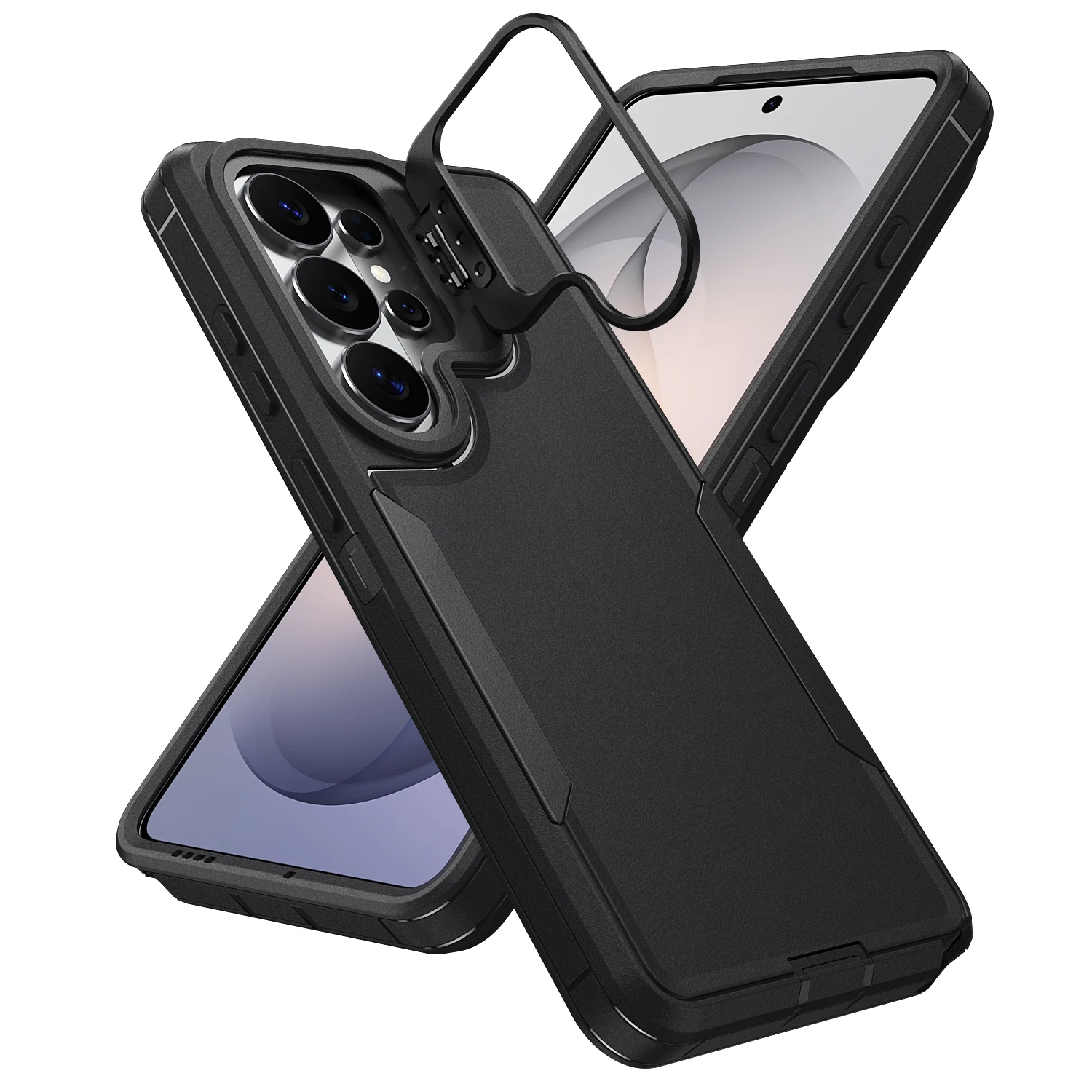 For Samsung Galaxy S26 Ultra Ring Stand Phone Cover,3 in 1 Heavy Duty Sturdy Armor Shockproof Full Body Protective Case