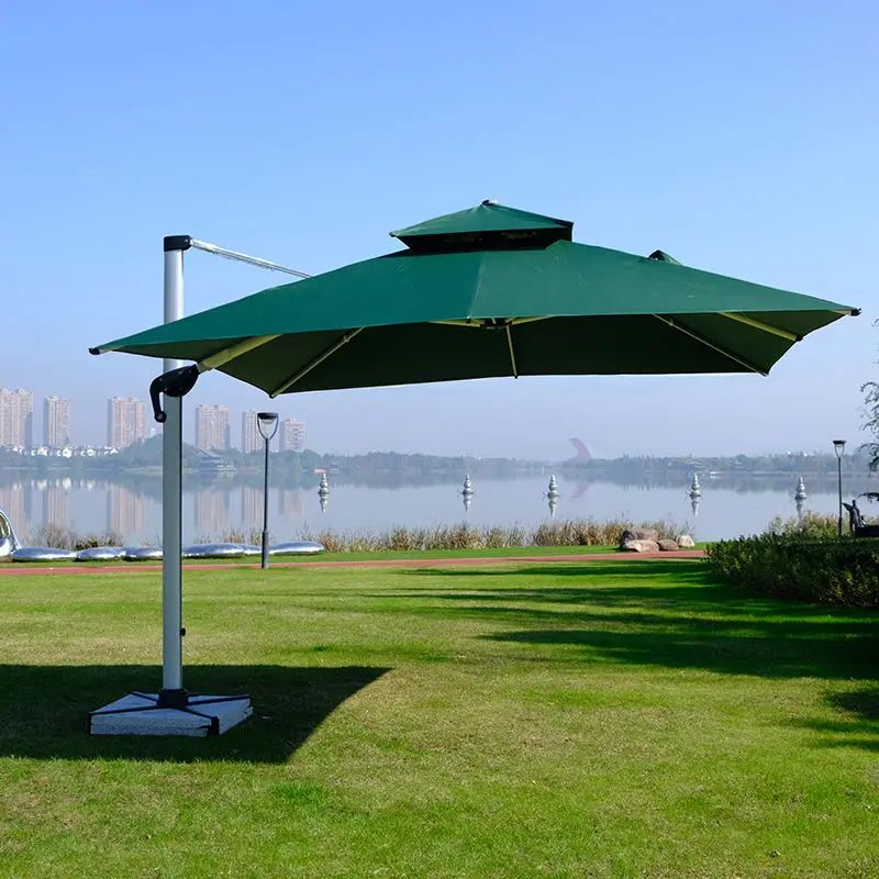 Heavy‑Duty Rectangle Cantilever Umbrella Lightweight Aluminum Waterproof Hanging Parasol for Hotel Courtyard  Outdoor Use