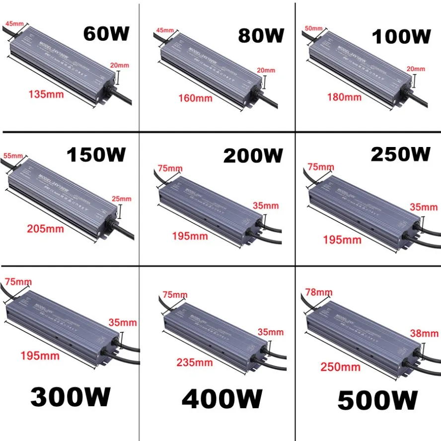 Waterproof AC DC Transformers 220V To 12V 24V Switching Power Supply 200W 300W 400W 500W for Home Lighting Light Strip Dimming