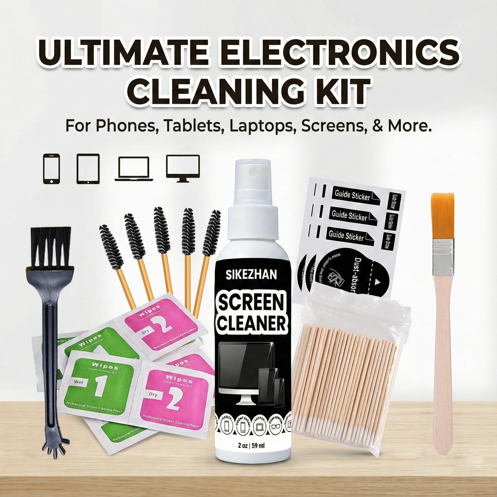 All-in-1 Electronics Cleaning Kit for iPhone AirPods, Phone Screen Cleaner, Charging Port & Speaker Brush, Tech Cleaning Tool