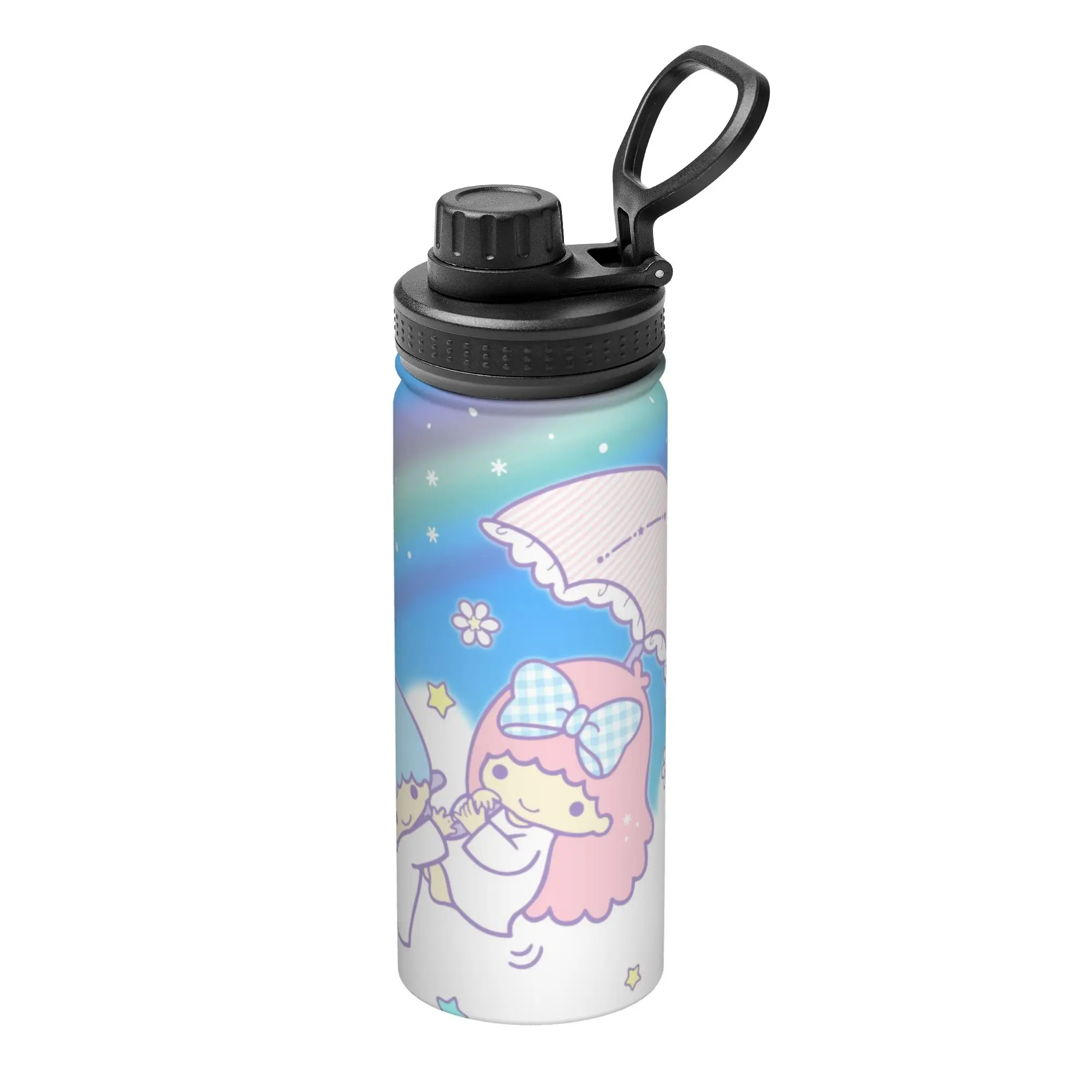 Little Twins Stars Cartoon Anime 18OZ Sports Insulated Kettle  Thermal Cup Stainless Steel Office Home Mug Water Bottle