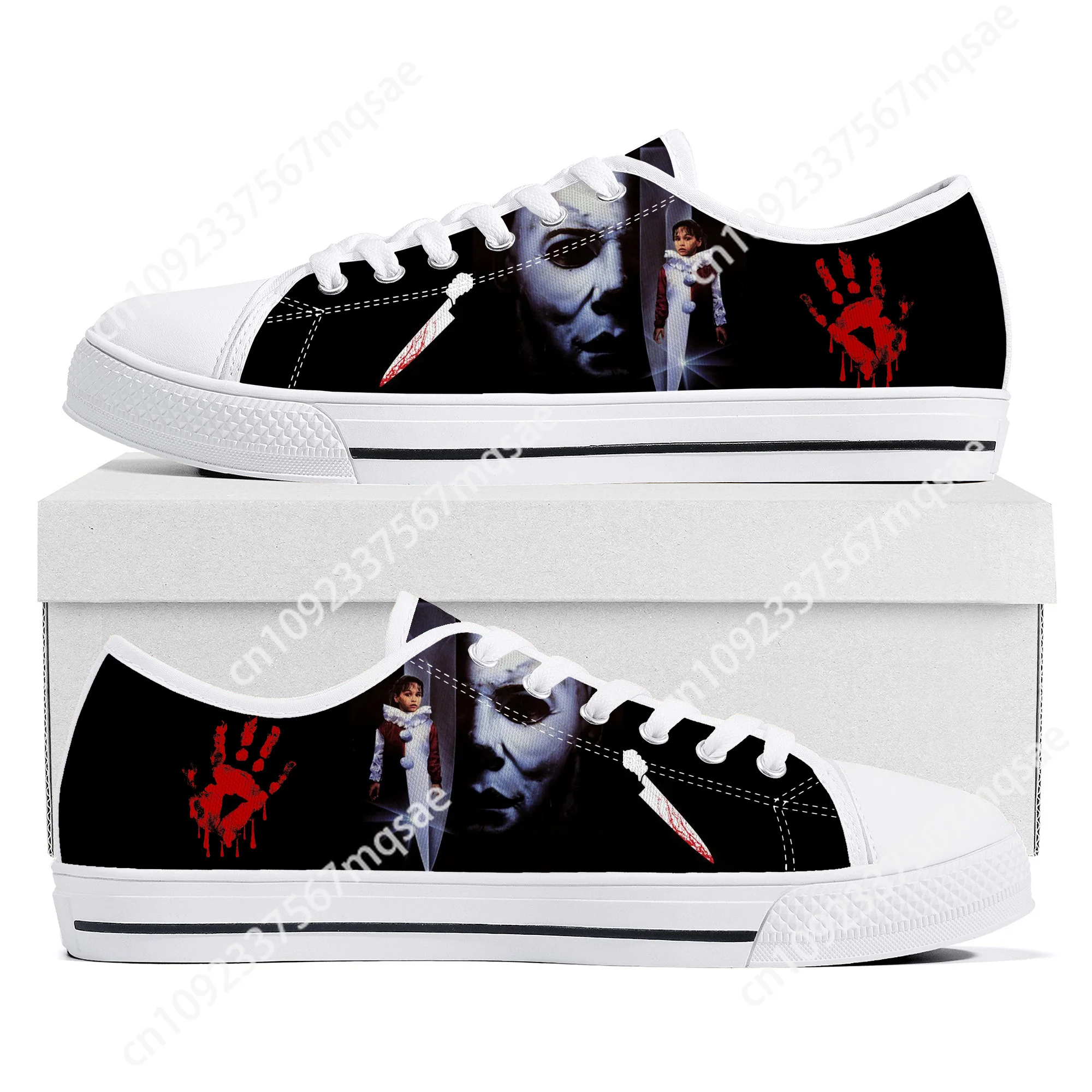 Horror Halloween Shoes Low Top Michael Myers Mens Womens Teenager Canvas High Quality Sneaker Casual Couple Sneakers Custom Shoe