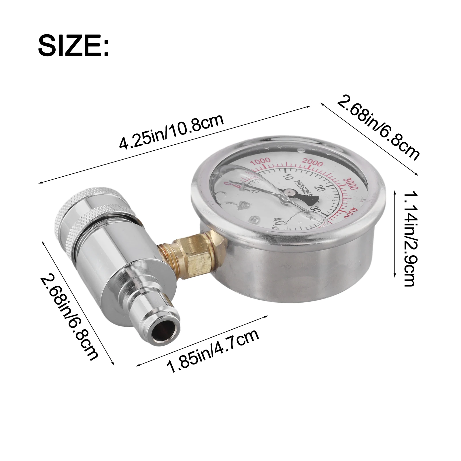 Pressure Washer Pressure Gauge 6000psi with 3/8in Quick Connect Thread for Accurate Measurement and Long Term Reliability