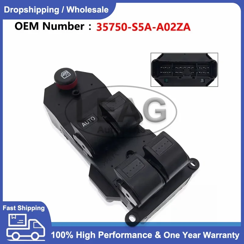 Power Window Regulator Master Switch 35760-S9A-G042A 35760-S9A-G042 35750-S5A-A02ZA for Honda CRV CR-V 2002-2006 Civic 2001-2005